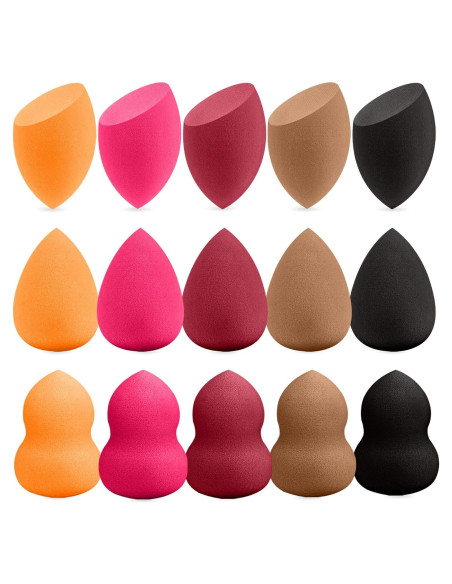 Juego de 15 Esponjas de Maquillaje Multicolor QSdywlyd - Suaves y Reutilizables