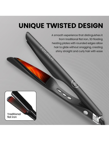 Plancha de Cabello 2 en 1 FOCALA HS168 - Alisador y Rizador 232C