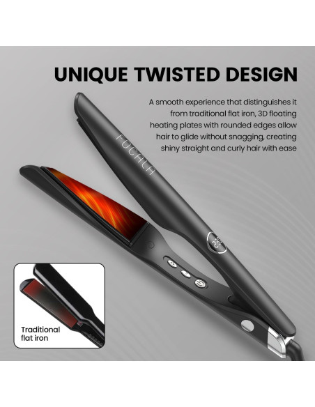 Plancha de Cabello 2 en 1 FOCALA HS168 - Alisador y Rizador 232C