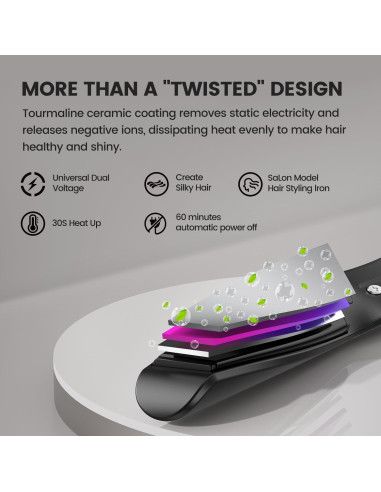 Plancha de Cabello 2 en 1 FOCALA HS168 - Alisador y Rizador 232C