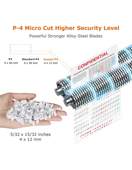 Trituradora de Papel Micro Corte Bonsaii 12 Hojas 60 Minutos