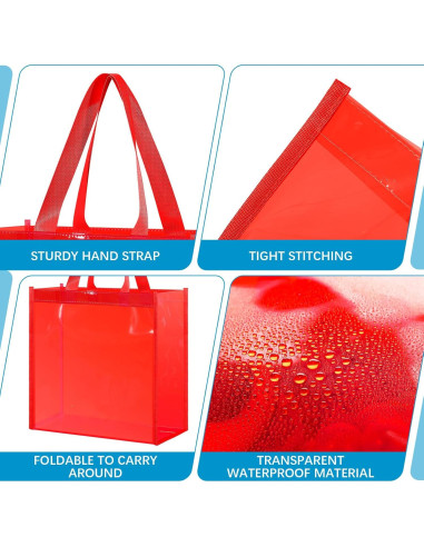 BBTO 6 Pcs Bolsa Tote Transparente Aprobada para Estadio 30x30 cm