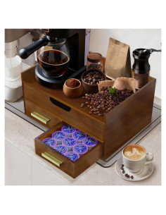 Caja de Almacenamiento de Cápsulas de Café Zoifada, Madera, 35 Cápsulas