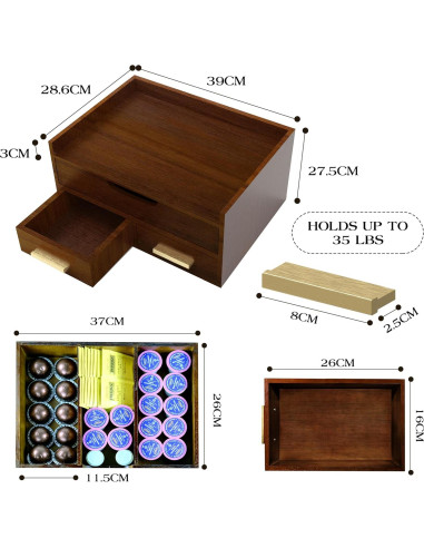 Caja de Almacenamiento de Cápsulas de Café Zoifada, Madera, 35 Cápsulas