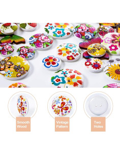 250 Botones de Madera Vintage WILLBOND - 15mm a 25mm 2