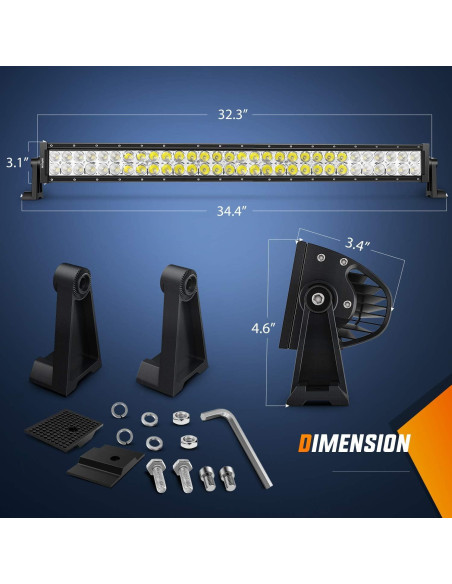 Barra de Luz LED Nilight 81cm 180W con Kit de Cableado ZH079