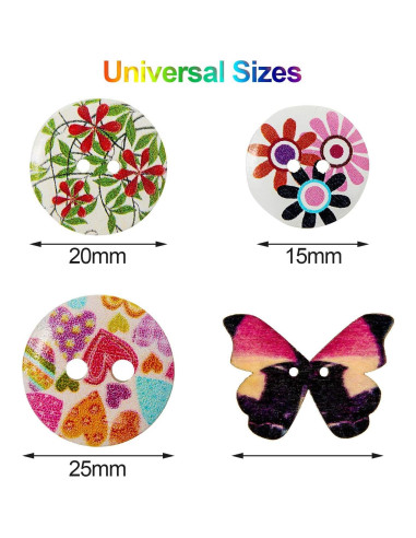 250 Botones de Madera Vintage WILLBOND - 15mm a 25mm