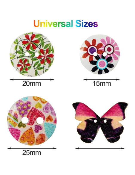 250 Botones de Madera Vintage WILLBOND - 15mm a 25mm