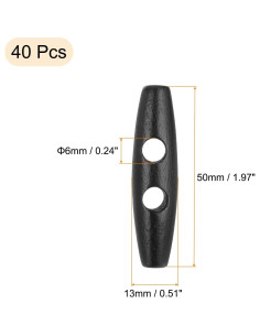 Botones de Costura de Madera uxcell 50mm Negro 40 Pcs 2
