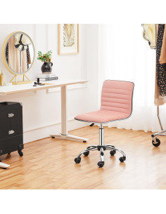 Silla de Tocador Giratoria Yaheetech Terciopelo Durazno Ajustable 2