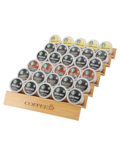 Soporte para Cápsulas de Café MinBoo de Bambú - 2 Piezas, 30 Cápsulas