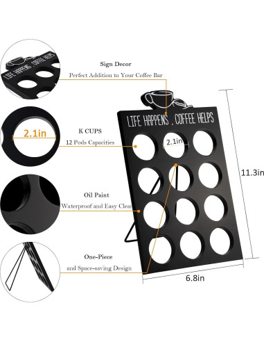 Organizador de K Cup ESON negro para 12 cápsulas - Compacto y elegante