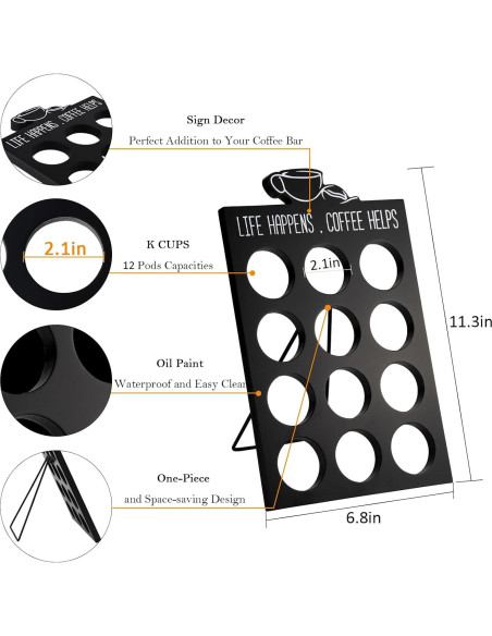 Organizador de K Cup ESON negro para 12 cápsulas - Compacto y elegante