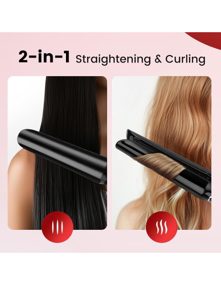 Plancha y Rizador 2 en 1 PRITECH Cerámica Titanio Negro