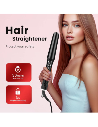 Plancha y Rizador 2 en 1 PRITECH Cerámica Titanio Negro