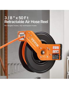 Carrete de Manguera de Aire Retráctil VEVOR 3/8" x 15m 300PSI 2