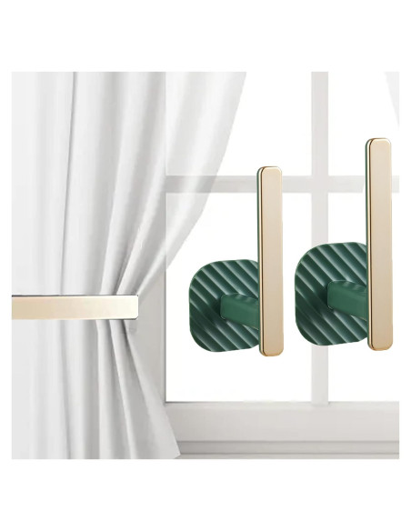 Soportes de Cortina Kinktons - Ganchos Retráctiles Verde - Paquete de 2