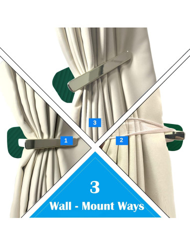 Soportes de Cortina Kinktons - Ganchos Retráctiles Verde - Paquete de 2