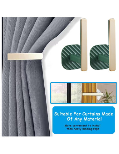 Soportes de Cortina Kinktons - Ganchos Retráctiles Verde - Paquete de 2