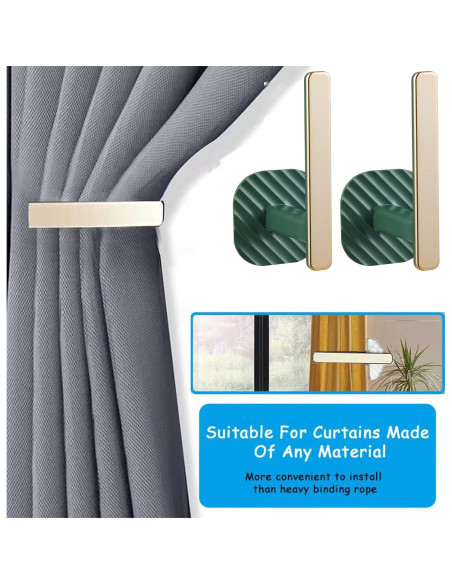 Soportes de Cortina Kinktons - Ganchos Retráctiles Verde - Paquete de 2