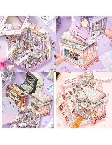 Pegatinas 3D DIY Affoto - 4 Conjuntos de Escenas Creativas