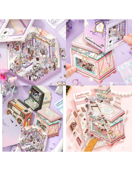 Pegatinas 3D DIY Affoto - 4 Conjuntos de Escenas Creativas