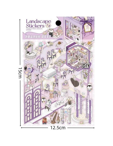 Pegatinas 3D DIY Affoto - 4 Conjuntos de Escenas Creativas