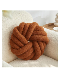 Almohada Nudo Redonda Vdoioe 35 cm Marrón Decorativa Suave