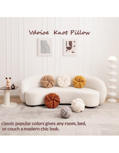 Almohada Nudo Redonda Vdoioe 35 cm Marrón Decorativa Suave