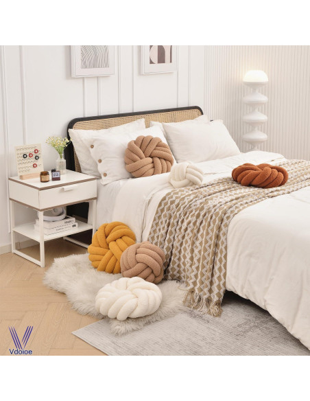 Almohada Nudo Redonda Vdoioe 35 cm Marrón Decorativa Suave