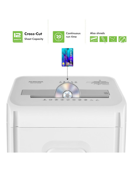 Destructora de Papel Aurora AU1270XB 12 Hojas P-4 Corte Cruzado