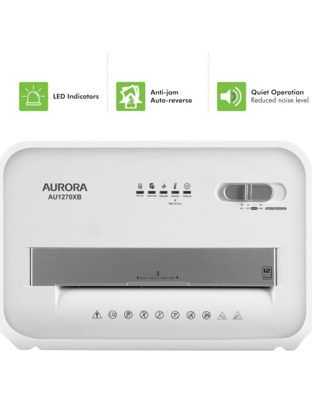 Destructora de Papel Aurora AU1270XB 12 Hojas P-4 Corte Cruzado
