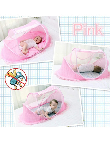Cama portátil plegable para bebés Fafeicy 110x60 cm rosa