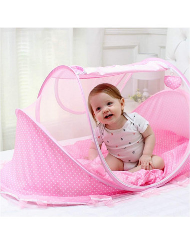Cama portátil plegable para bebés Fafeicy 110x60 cm rosa