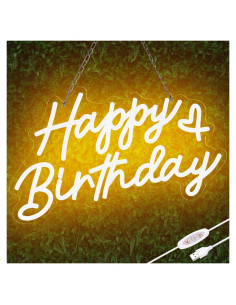Cartel de Neón Feliz Cumpleaños Reezldokn 38.1 x 22.9 cm LED