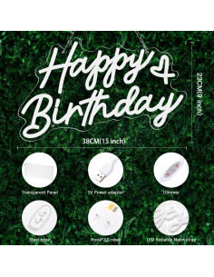 Cartel de Neón Feliz Cumpleaños Reezldokn 38.1 x 22.9 cm LED 2