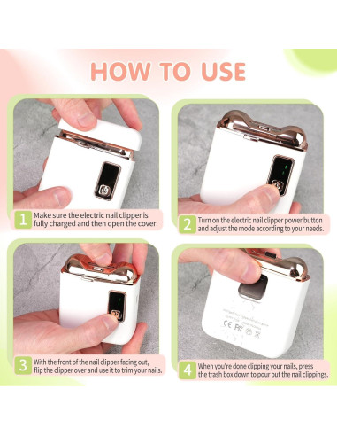 Cortador de Uñas Eléctrico Northlet con Luz LED - Blanco