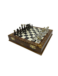 Juego de Ajedrez de Madera Antochia - Tablero 42x42cm, Piezas Pintadas a Mano