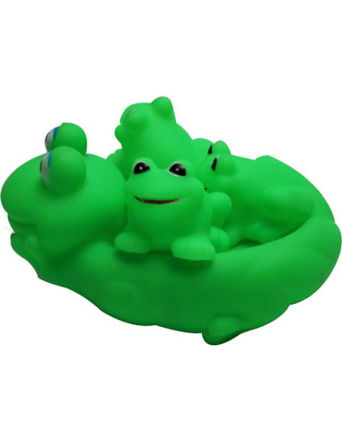 Set de 7 Juguetes de Baño de Ranas para Bebés - Vinilo Verde