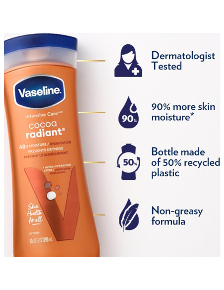 Vaseline Cocoa Radiant 3-Pack - Loción Hidratante 400 g