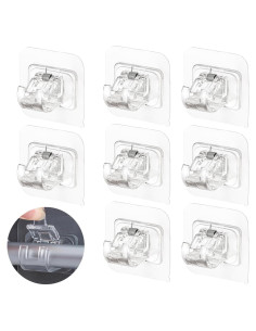Soporte de Barra de Cortina Faddare 8 Pcs Adhesivos Transparentes