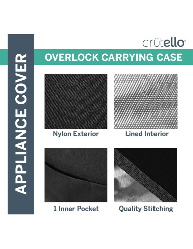 Funda para Máquina de Coser Crutello Negra - Universal con Bolsillos