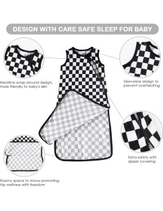 Saco de Sueño Chichoo para Bebés 0-3 Meses Negro 0.5 Tog 2