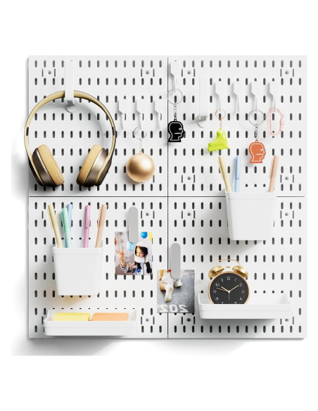 Organizador de Pared JEAWIWI 4 Piezas Tablero de Clavos Blanco