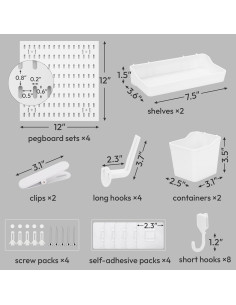 Organizador de Pared JEAWIWI 4 Piezas Tablero de Clavos Blanco 2