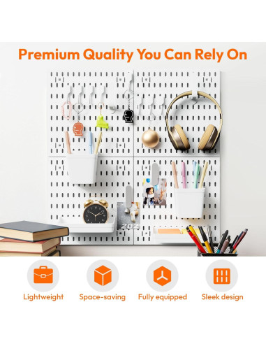 Organizador de Pared JEAWIWI 4 Piezas Tablero de Clavos Blanco