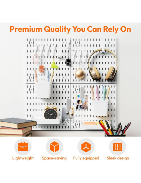 Organizador de Pared JEAWIWI 4 Piezas Tablero de Clavos Blanco
