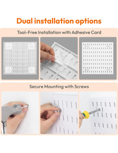 Organizador de Pared JEAWIWI 4 Piezas Tablero de Clavos Blanco