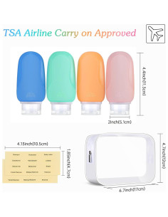 Juego de Botellas de Viaje Morfone 4Pcs 89ml Silicona A prueba de Fugas 2