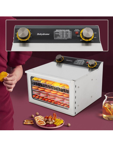 Deshidratador de Alimentos Ongniong 6 Bandejas 400W Acero Inoxidable